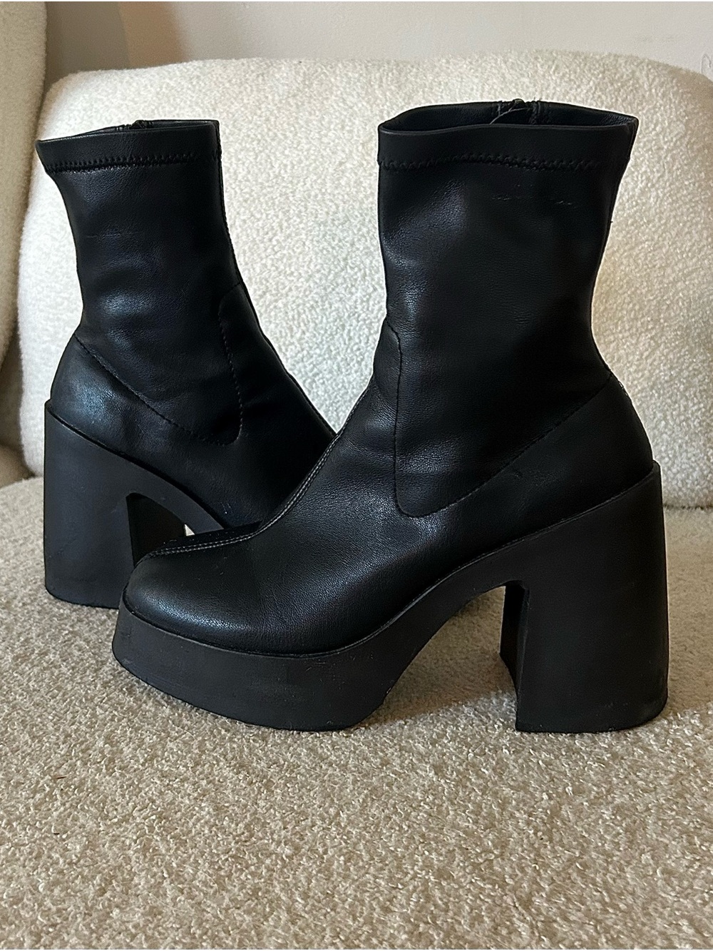 ASOS DESIGN Elsie high heeled sock boot in black